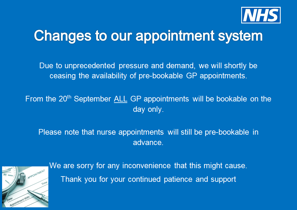 Appointment changes Appointment changes